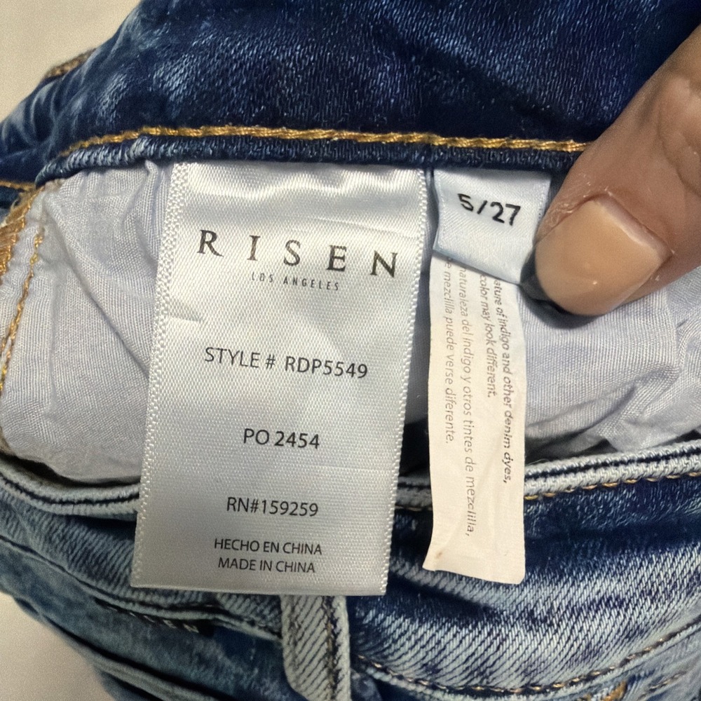 Risen Jeans 5/27 Bootcut Acid Wash Distressed Thrashed Knees Cowgirl Western '80 - Picture 5 of 9